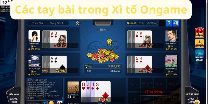 Các tay bài trong Xì tố Ongame